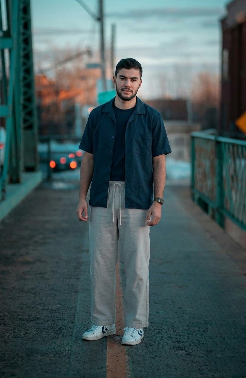 Photo-realistic outfit render generated from the wardrobe